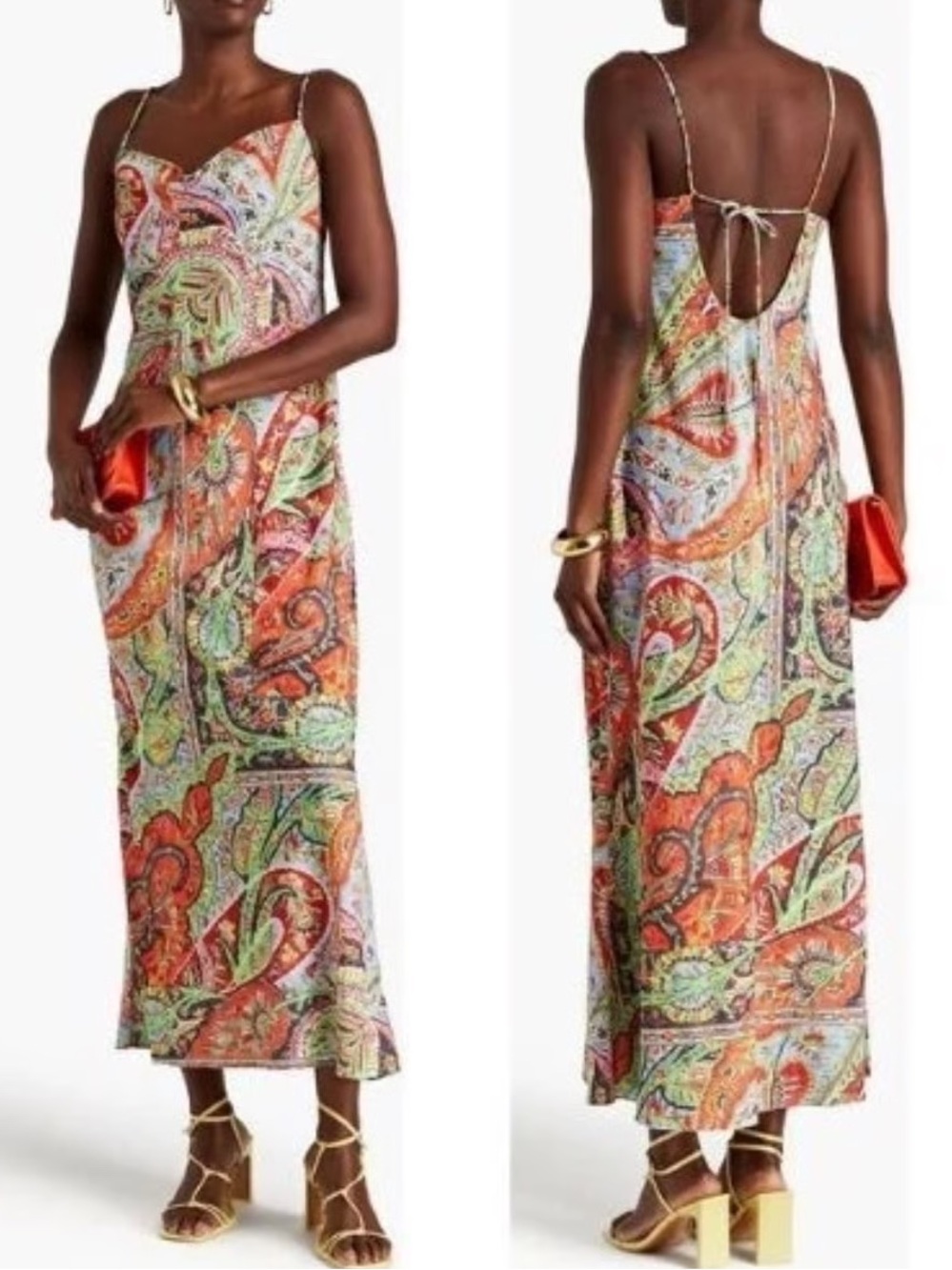 Rhode Molly Paisley Backless Maxi Slip Dress Like New
8